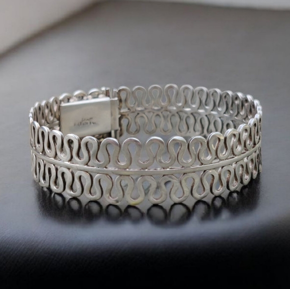 Vintage Jewelry - Vintage Sterling Simm Stamped Modernist Bracelet